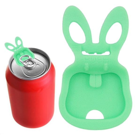 1 Pack Rabbit Shaped Pull Tab Can Opener, Ergonomic Beverage and Soda Can Opener Tool, Nail-Saving ABS Plastic Can Lifter for Parties and Kitchen, 5x3 cm (Green)