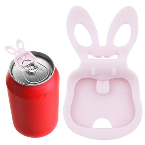 1 Pack Rabbit Shaped Pull Tab Can Opener, Ergonomic Beverage and Soda Can Opener Tool, Nail-Saving ABS Plastic Can Lifter for Parties and Kitchen, 5x3 cm (Pink)