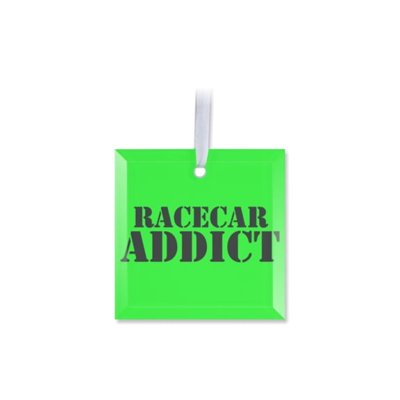1 Pack - Racing Addict Fanatic's Tempered Glass Christmas Ornament - 3 Inch Square