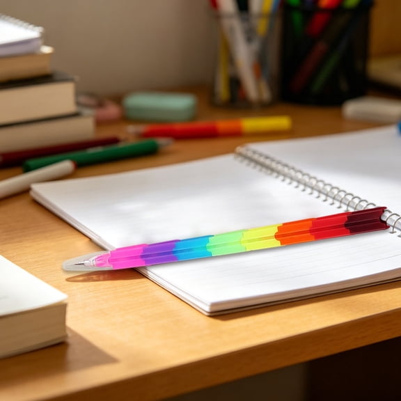 1 Pack Rainbow Buildable Pencil, Stackable Plastic Pencil with 8 Sections, No Sharpening Design for Writing, Drawing and Creative Projects