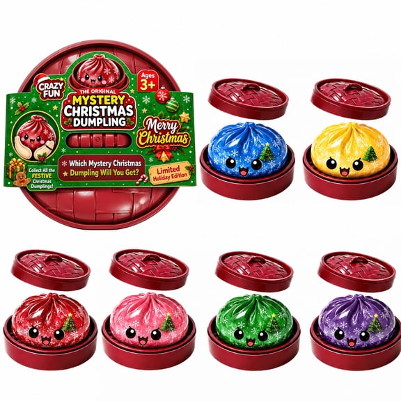 1 Pack Random Christmas Dumpling Squishy Blind Box, 3.35 Inch Snowflake Stress Relief Squeeze Ball, Mystery Surprise Fidget Toy for Xmas Party Favors (Random)
