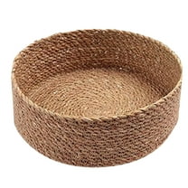 1 Pack Rattan Round Serving Tray, Round Rattan Ottoman Tray, Woven Serving Trays for Home and Kitchen Decorative Natural 12"