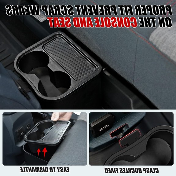 1 Pack Rear Console Trash with Cup Holders for 2022-2026 , Center Armrest Storage Bin with Flip Lid, ABS Interior Organizer Accessory