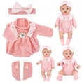 thumbnail image 1 of 1 Pack Reborn Baby Doll Clothes Set for 18 Inch Baby Dolls, Cute Baby Doll Lifelike Reborn Baby Doll Accessories with Headband and Socks for Realistic Dolls Girl(Brown), 1 of 6