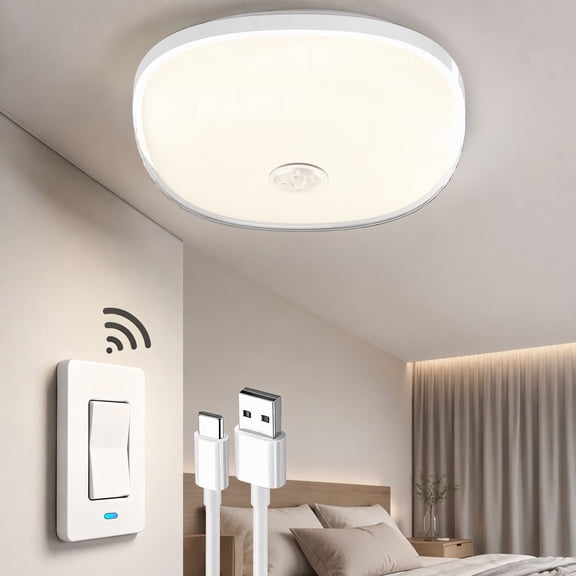 1 Pack Rechargeable Ceiling Light with Wireless , Operated LED Closet Light, 3 Color Temperatures, Dimmable, Stick- Install for Closet Stairway Hallway Garage