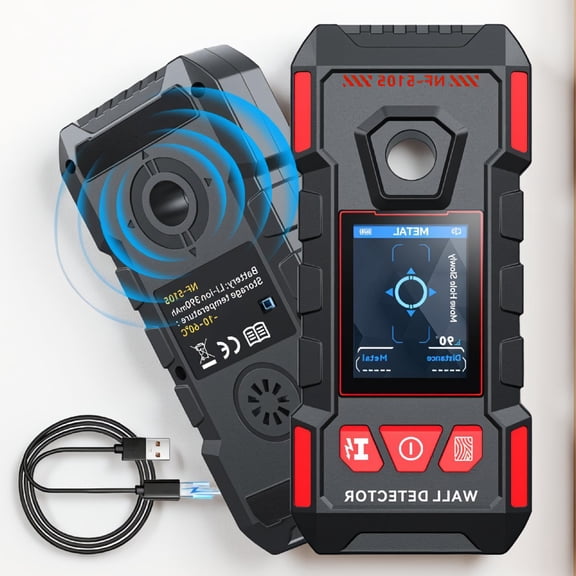 1-Pack Rechargeable Stud Finder Scanner, 6-in-1 LCD Display, Detects Wood Metal AC Wires Pipes Joists