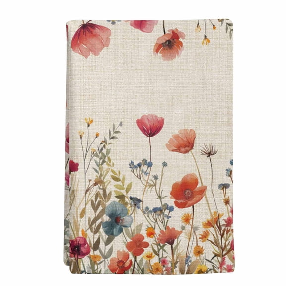 1 Pack Red Flowers Kitchen Towels Plants Watercolor Floral Retro Linen Decorative Dish Towel Sets Absorbent Quick Dry Hand Cloths Tea Towels for Cooking Baking Farmhouse Gifts 18x28in