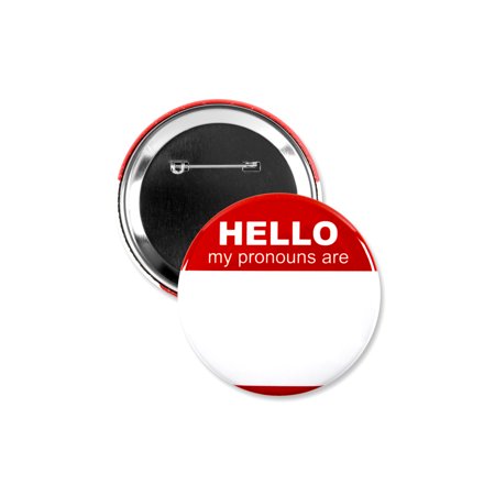 1 Pack - Red Hello My Pronouns Are "Write-In" LGBTQ+ Pinback Button - 3 Inch