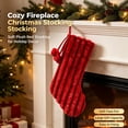 thumbnail image 1 of 1 Pack Red Striped Plush Christmas Stocking, Faux Fur Cuff Large Capacity Xmas Hanging Stocking, Washable Reusable Festive Gift Pouch for Fireplace & Christmas Tree Holiday Decoration, 1 of 7