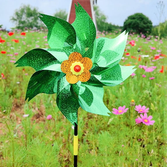 1 Pack Reflective Pinwheels with Stakes, Extra Sparkly Pin Wheel for Garden Decor, Bird Repellent Devices Deterrent to Scare Birds Away from Yard Patio Farm