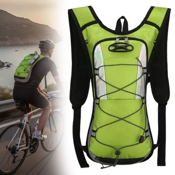 1 Pack Reflective Safety Strip Outdoor Sports Backpack 16.93in, Lightweight Water Resistant Hydration Daypack, X Bungee Multi Pocket Portable Pack For Workout Cycling Trail Hiking