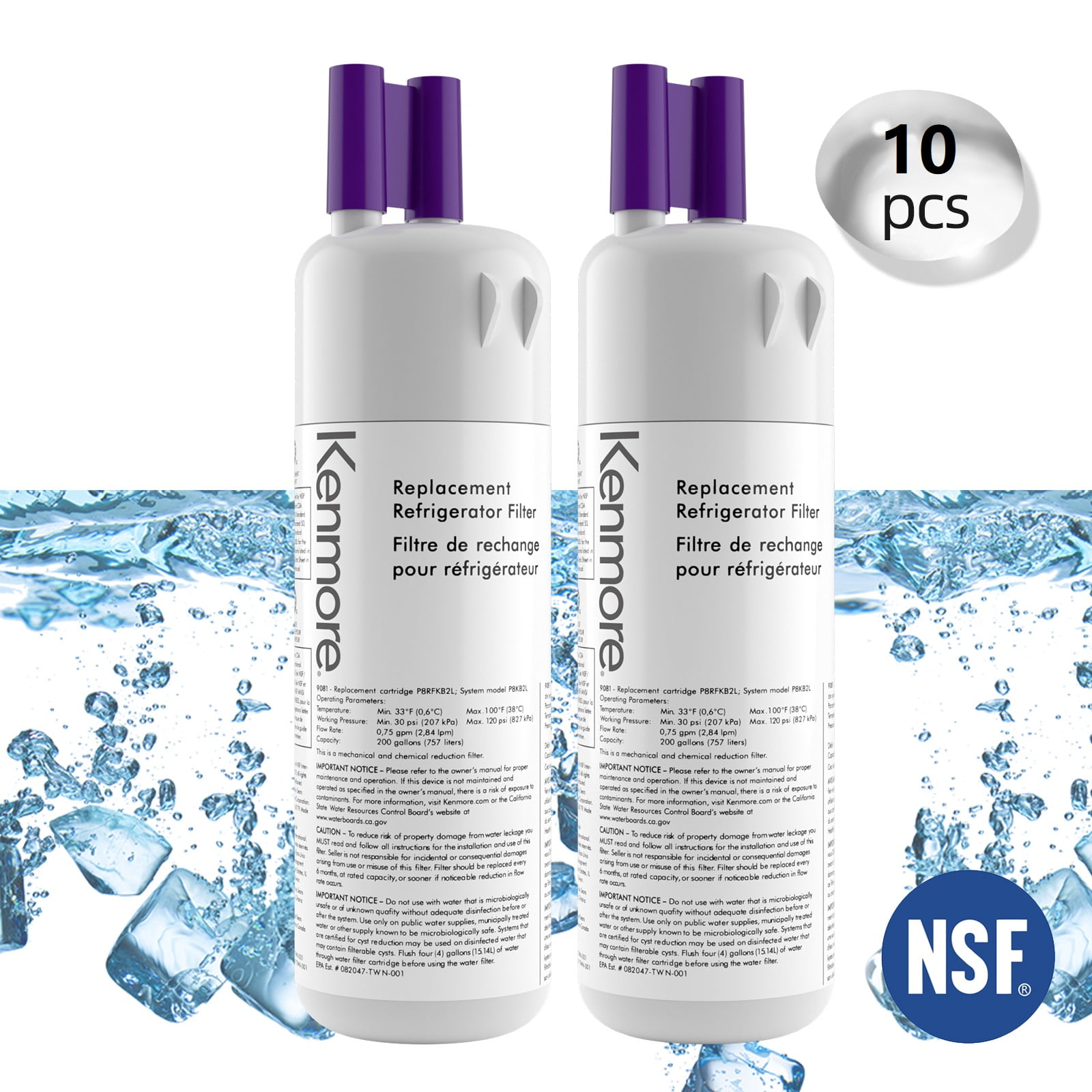 10 Pack Refrigerator Water Filter Replacement for Kenmore 469081 46