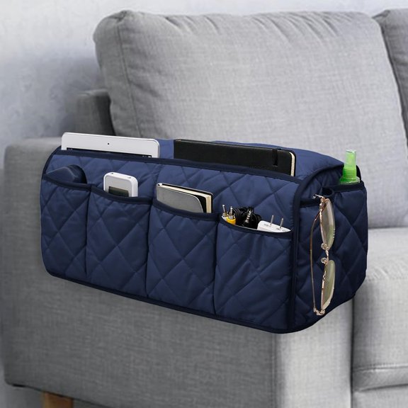 1 Pack Remote Control Holder for Couch Storage Organizer, Anti Slip Sofa Armrest Organizer Armchair Caddy for Couch with 6 Pockets for Table,Cell Phone,Ipad,Magazines,Book