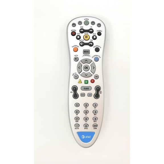(1 Pack) Replacement AT&T Silver Remote Control Compatible with TV and SET-TOP Boxes, Aux, DVD