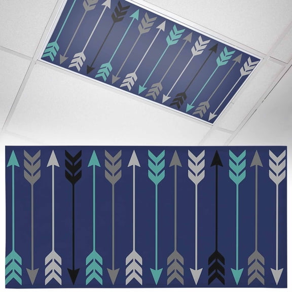 1 Pack Retro Arrows Fluorescent Light Covers for Ceiling Lights Green Black Gray Arrows Blue Background Magnetic Ceiling Light Covers Overhead Light Filters for Office Classroom Home
