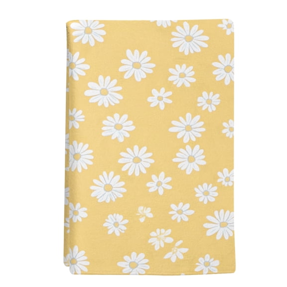 1 Pack Retro Daisy Kitchen Towels White Floral Yellow Backdrop Decorative Dish Towel Sets Absorbent Quick Dry Hand Cloths Tea Towels for Cooking Baking Farmhouse Gifts 18x28in