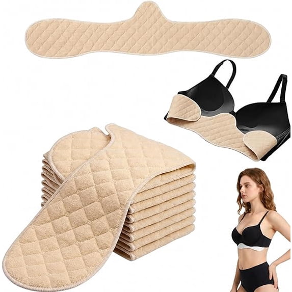 1 Pack Reusable Boob Bra Towel Sweat Liners, Under Breast Sweat Absorber Pads for Women Cotton Bra Liners