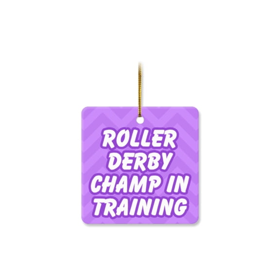1 Pack - Roller Derby Champ In Training Fanatic's Classic Ceramic Christmas Ornament - 2.85 Inch Square