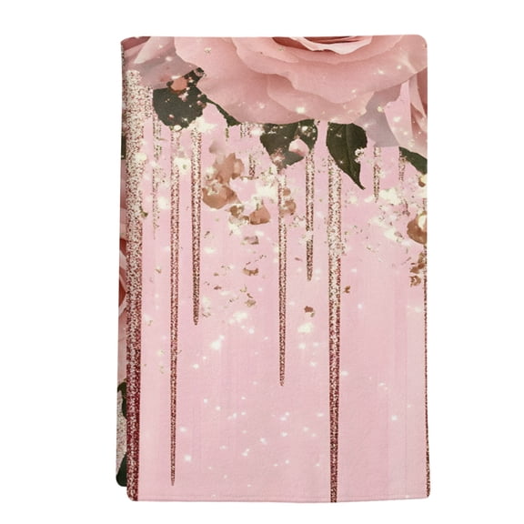 1 Pack Rose Flower Kitchen Towels Floral Gold Glitter Pink Background Decorative Dish Towel Sets Absorbent Quick Dry Hand Cloths Tea Towels for Cooking Baking Farmhouse Gifts 18x28in