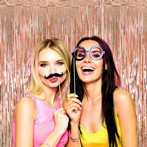 1 Pack Rose Gold Backdrop Birthday Decorations Foil Curtain Bachelorette Party Decor Rose Gold Decor Party Streamers Groovy Birthday Decorations Backdrop