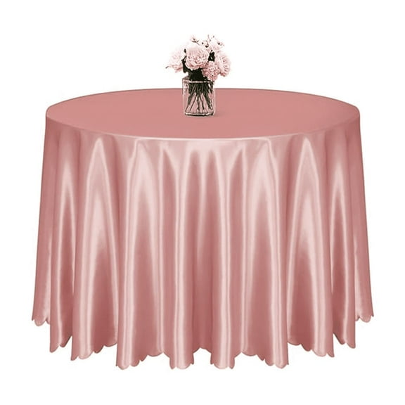 1 Pack Rose Gold Satin Round Table Cloths 90 Inch, Overlay Round Table Cover, Silky Satin Dining Tablecloth for Wedding Buffet Parties Banquet Decoration