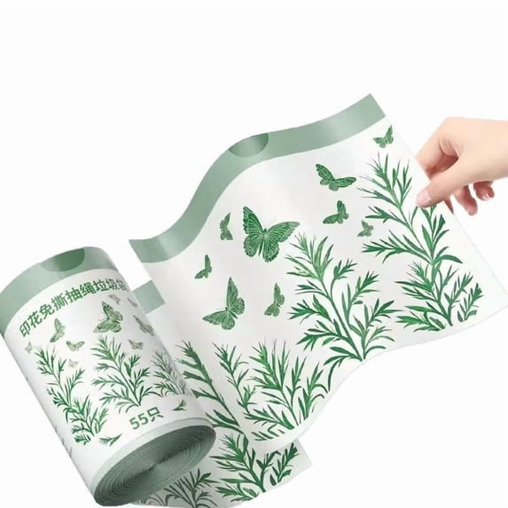 1 Pack Rosemary Scented Heavy Duty Drawstring Bags, Tear-Resistant Large Kitchen Garbage Bags with Carry Handles, Leak-Resistant Fresh Scent , Easy Dispensing Roll, Home and Kitchen Use