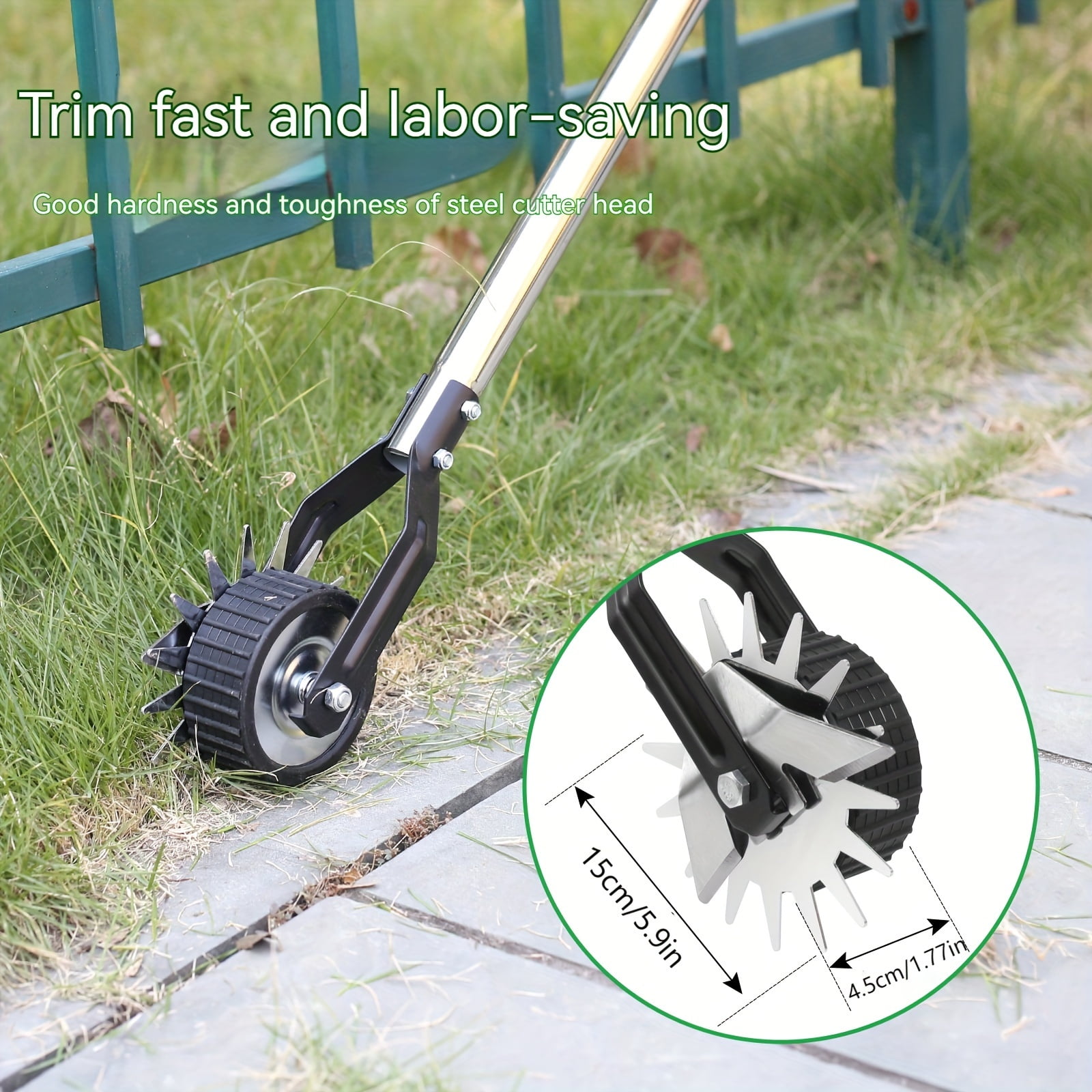 1Pack Rotary Lawn Edger with Wheels Effortless Manual Edging for
