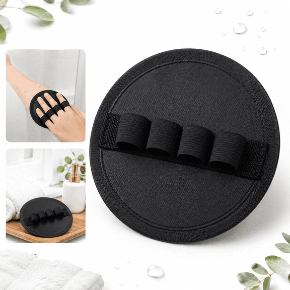 1 Pack Round Exfoliating Bath Scrubber Pads, Coarse Textured Four-Finger Body Scrub Mitts, 4.7 in Shower Pads for Men and Women