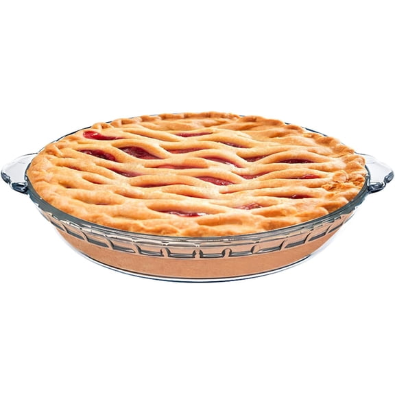 1 Pack Round Glass Pie Pans for Baking Round Baking Dishes with Handles for Apple Pie Pumpkin Pie Salads(Clear 9in)