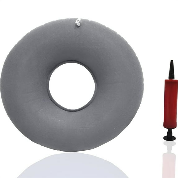 1 Pack Round Inflatable Hemorrhoid Seat,Portable Wheelchairs Seat Cushion,Donut Cushion Seat with Air Pump,Donut Pillow for Bed Sores,Tailbone Pain Relief (15" Gray)