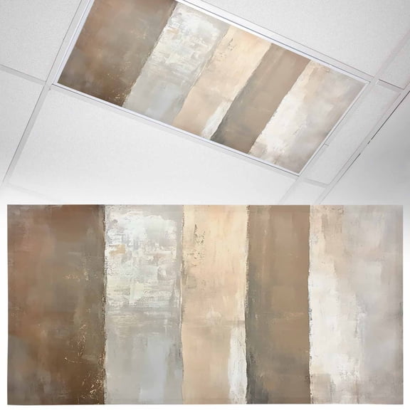 1 Pack Rustic Wood Barn Fluorescent Light Covers for Ceiling Lights Brown Watercolor Striped Minimalism Magnetic Ceiling Light Covers Overhead Light Filters for Office Classroom Home