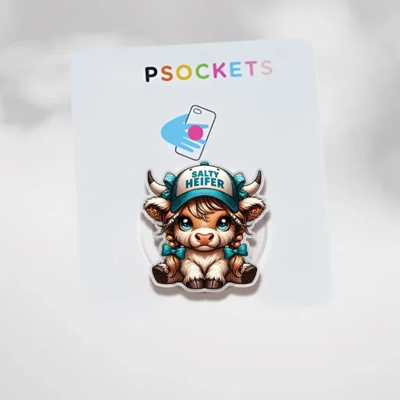 1 Pack Salty Heifer Cow Phone Grip Magnetic, Cow Print Hat Stand, Cute Western Animal Holder Accessory