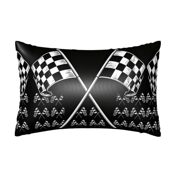 1 Pack Satin Pillowcase Racing Checkered Flag Pillowcase with Hidden Zipper -Pillow Cover for Bedroom Sofa 20x30 inches