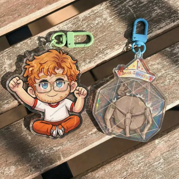 1 Pack Savior of the Universe Acrylic Keychain| Cute Chibi Boy Glasses Charm| Holographic Space Creature Keyring| Funny Sci-Fi Anime Fan Gift for Friends