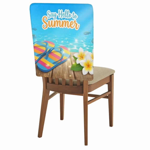 1 Pack Say Hello to Summer Chair Back Covers Coastal Watercolor Blue ...