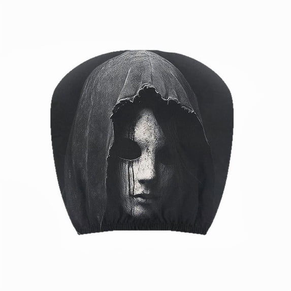 1 Pack Scary Headrest Covers for Cars, 10x11'' Snug Fit Car Headrest Cover, Breathable Polyester Spooky Ghost Face Auto Seat Protector for Halloween Car Decorations & Vehicle Accessories
