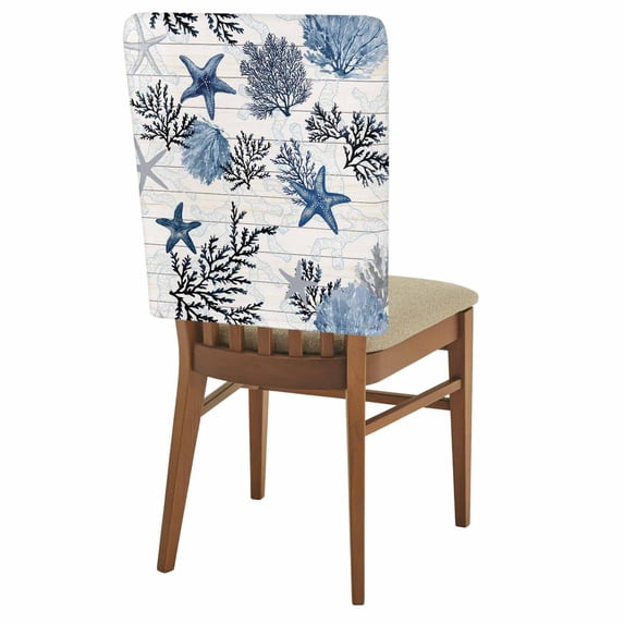 1 Pack Sea Stars Coral Chair Back Covers Retro Blue Sea Stars Corals ...