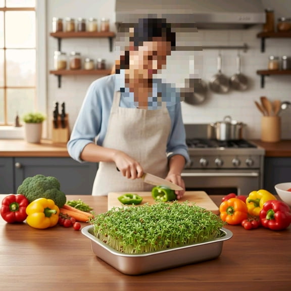 1 Pack Seed Sprouting Kit with Lid, 10.4 Inch Stainless Steel Soilless Culture Germination Tray, Microgreens Growing Kit, Encrypted Mesh Seed Starter Tray for Beans Alfalfa Broccoli Wheat Grass$$