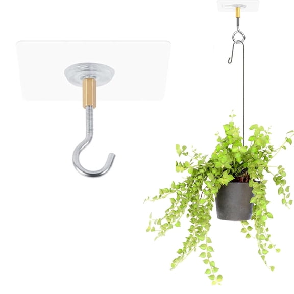 1 Pack Self Adhesive Ceiling Hooks No Drilling Ceiling Hooks Stainless Steel Eye Hooks for Hanging Small Plants Ceiling Decoration