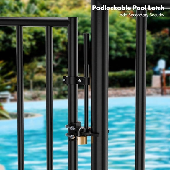 1-Pack Self-Latching Pool Gate for Chain Fences, Fits 1-3/8" Gate Frames and 2-3/8" Gate Posts, Push Style with Spring Closer, Adjustable Reversible Design, Includes Screws