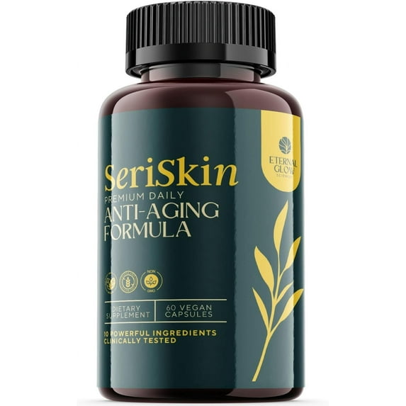 (1 Pack) Seriskin - Dietary Supplement Anti-Aging Pills and Ageless Skin Formula - Ingredients for All Skin Types (60 Capsules)