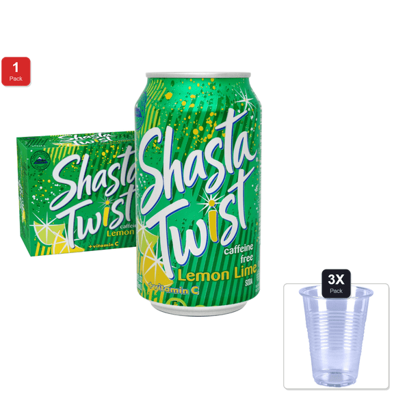 1 Pack | Shasta Lemon Lime Twist 12 Pk, 12 Oz & 3x 9oz Disposable Plastic Cups
