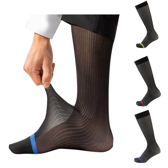 1 Pack Sheer Dress Socks for Men Nylon Ultra Thin Calf Socks Silky Transparent Summer Cool Business Work Soft Stockings Blue