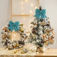 thumbnail image 1 of 1 Pack Shiny Christmas Bow - Pearl Cottons Christmas Tree Bows Wreath Decorative Pendant Christmas Decorations(Blue), 1 of 6