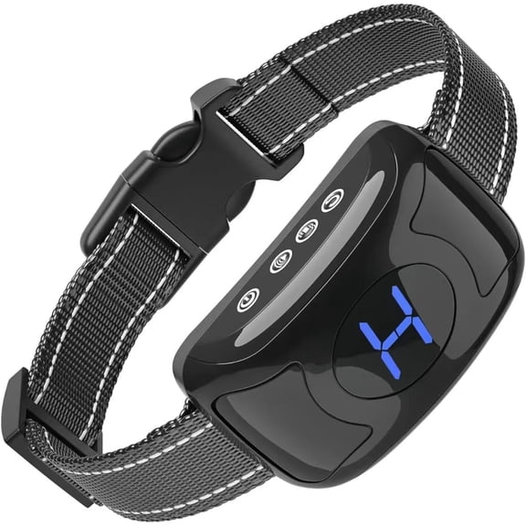 1 Pack No Shock Vibration Bark Collar for Large & Medium Dogs - Safe & Humane Dog Bark Collar with Beep & Vibration, 3 Adjustable Sensitivity Levels, 100% IPX7 Waterproof Black