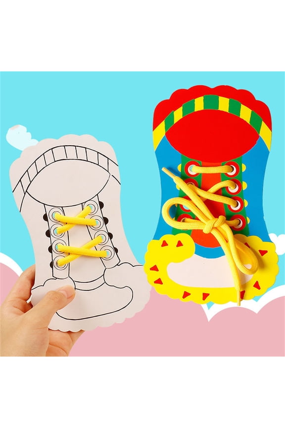 1 Pack Shoelace Threading Practice Boards – Durable Cardboard Lace-Up Tool for Fine Motor Coordination and Hand-Eye Training