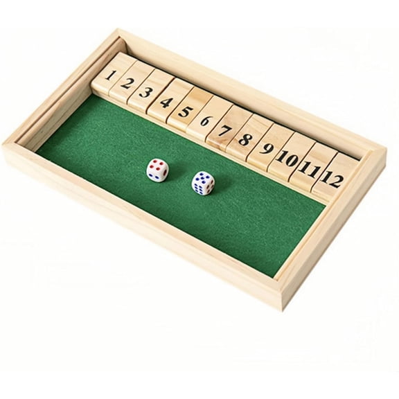 1-Pack Shut The Box Wooden Board Game with 12 Numbers - Fun Dice Game for 2+ Players, Great for Family, Social Events, and Parties Perfect Math Learning & Entertainment Tool
