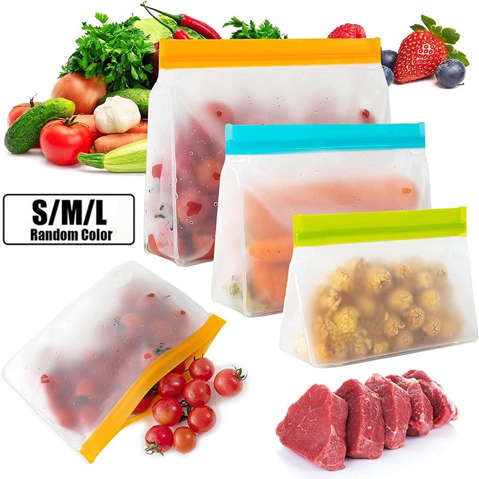 PEVA Food Storage Bag Reusable Airtight Bags S/M/L Leakproof