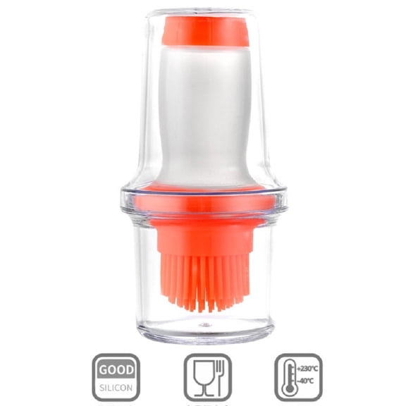 1-Pack Silicone Oil Bottle with Basting Brush & Lid, Refillable Sauce/Oil Dispenser for BBQ, Baking & Salad Dressing, Heat-Resistant Kitchen Brush Bottle TIKA