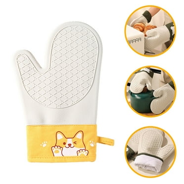 1 Pack Silicone Oven Mitts, Heat Resistant Grilling Mitts, Non-slip Kitchen Oven Mitts with Protective Cotton Layer Inside, Waterproof, Great for Grilling, Kitchen and Cooking